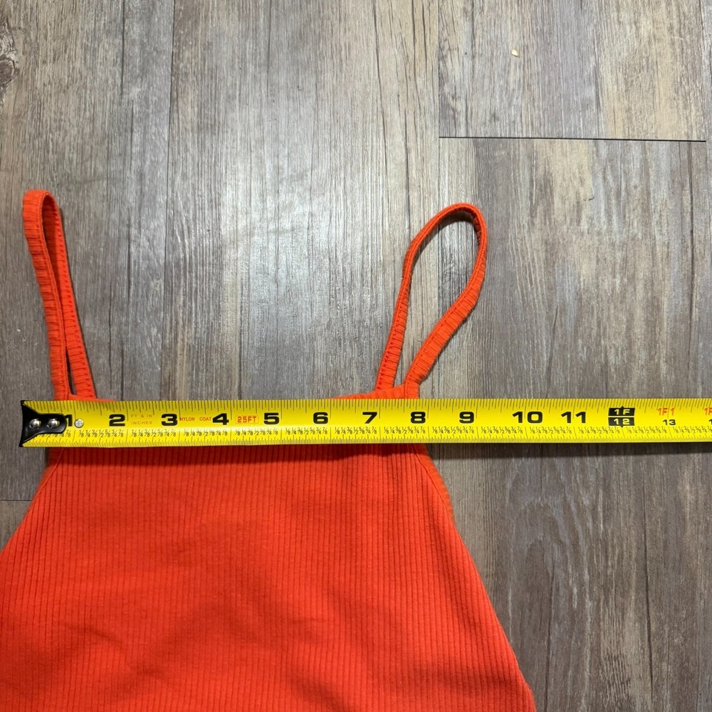 Old Navy Fit & Flare Dress Girls XL 14-16 Orange Ribbed Knit Casual Sleeveless - Picture 8 of 9
